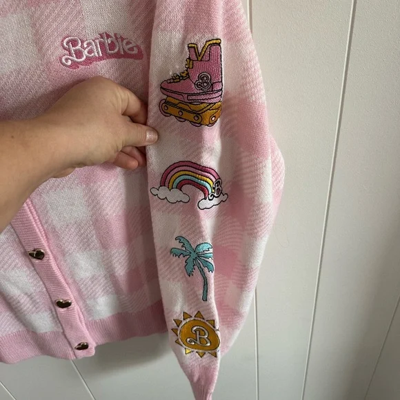 Hot Topic Barbie The Movie Pink Sweater S/M - Picture 4 of 6
